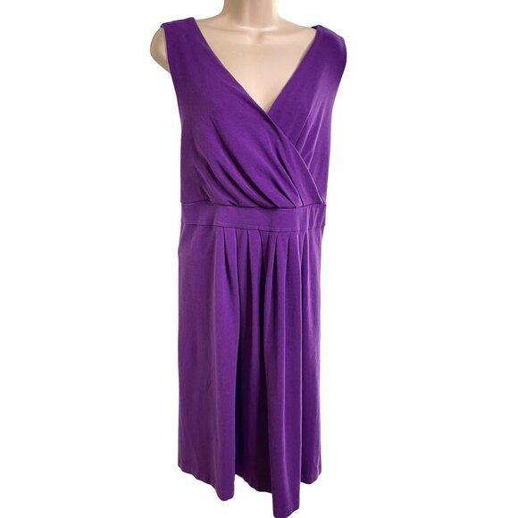 Lands' End Dresses & Skirts - Lands End Purple Sleeveless VNeck Pleated Dress 3X 24W 26W Viscose Blend u